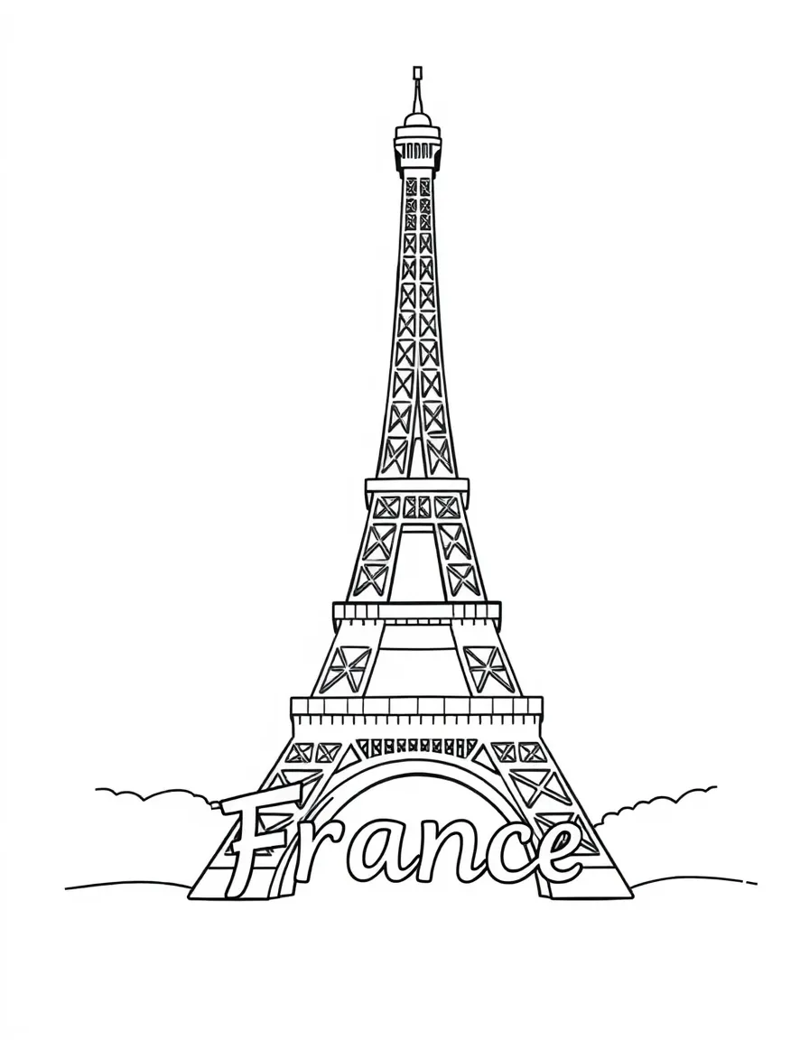 The Eiffel Tower and the name France written clearly.