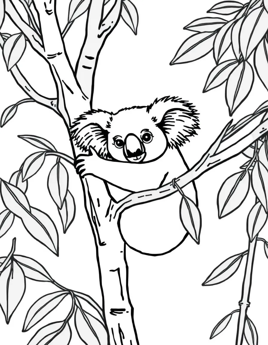 A koala climbing a tree in Australia.