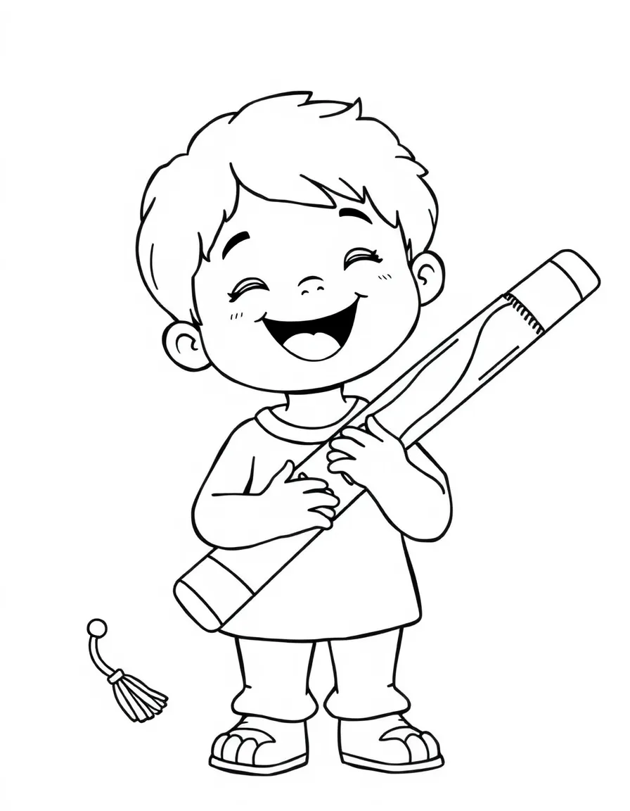 A happy child with a didgeridoo for Australia.