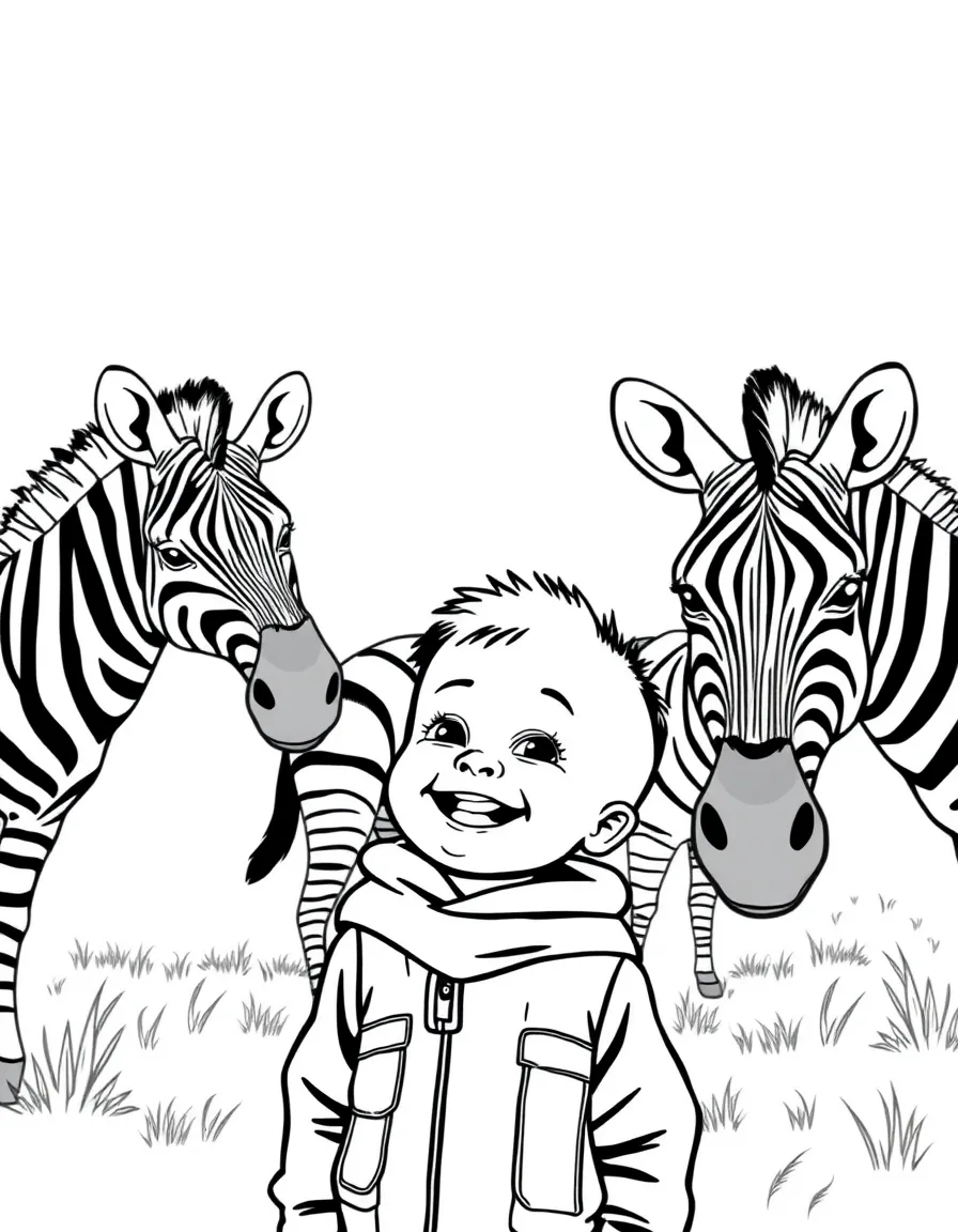 A cheerful child watching zebras for Kenya.