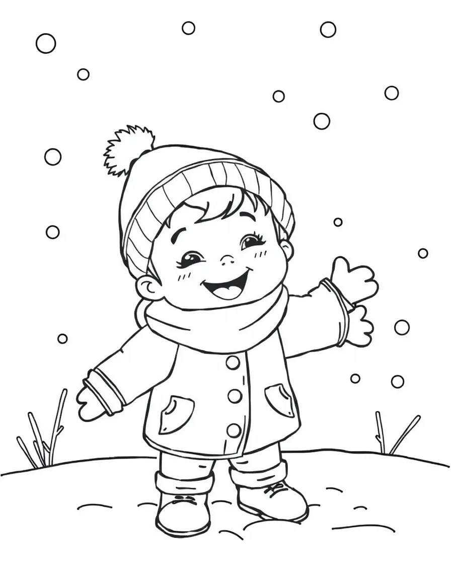 A cheerful child playing in the snow for Canada.