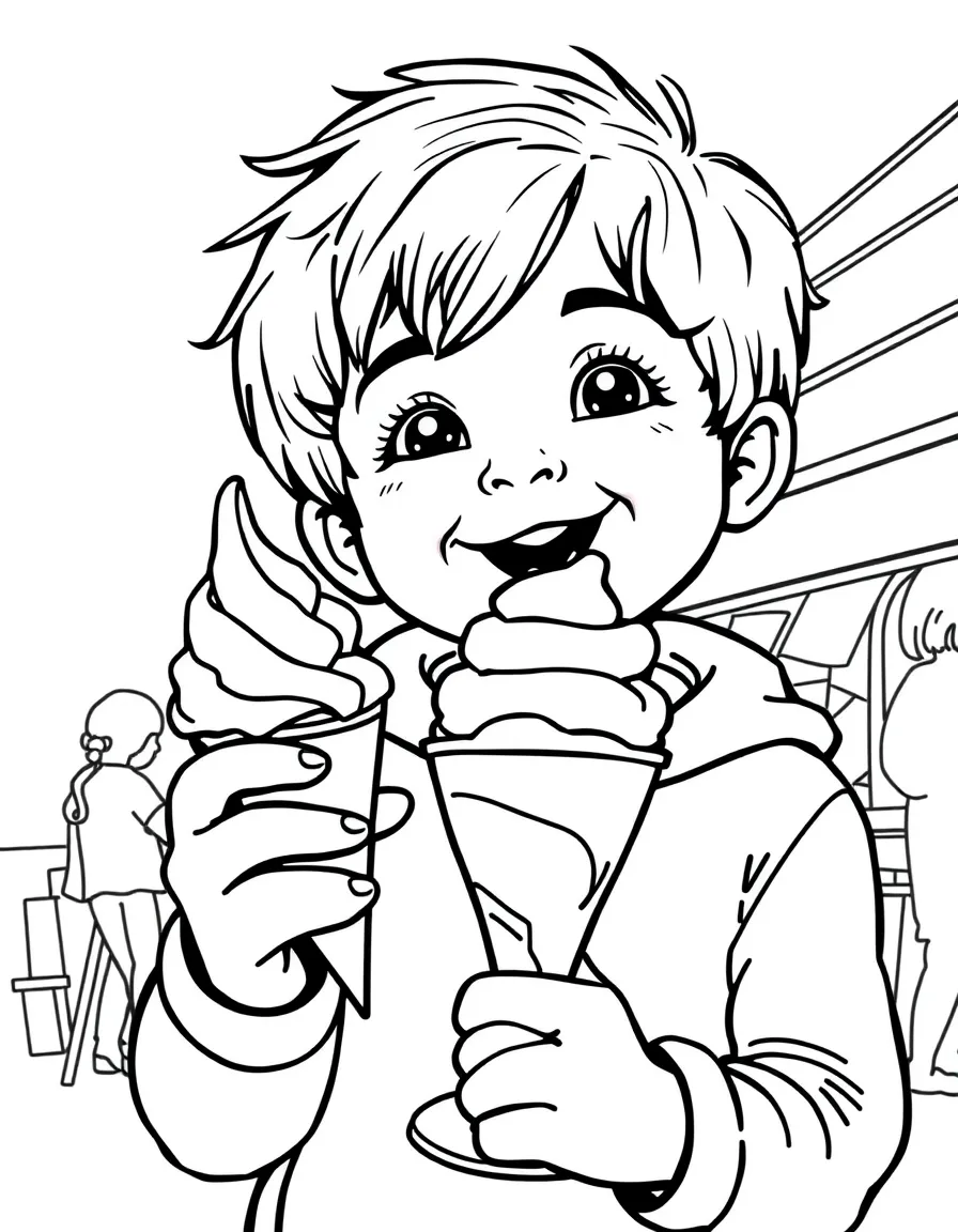 A happy child enjoying gelato for Italy.