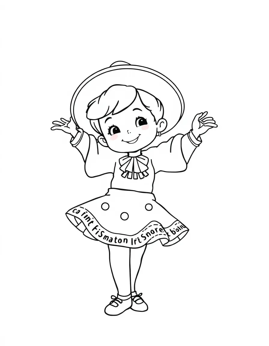 A happy child dancing the flamenco for Spain.