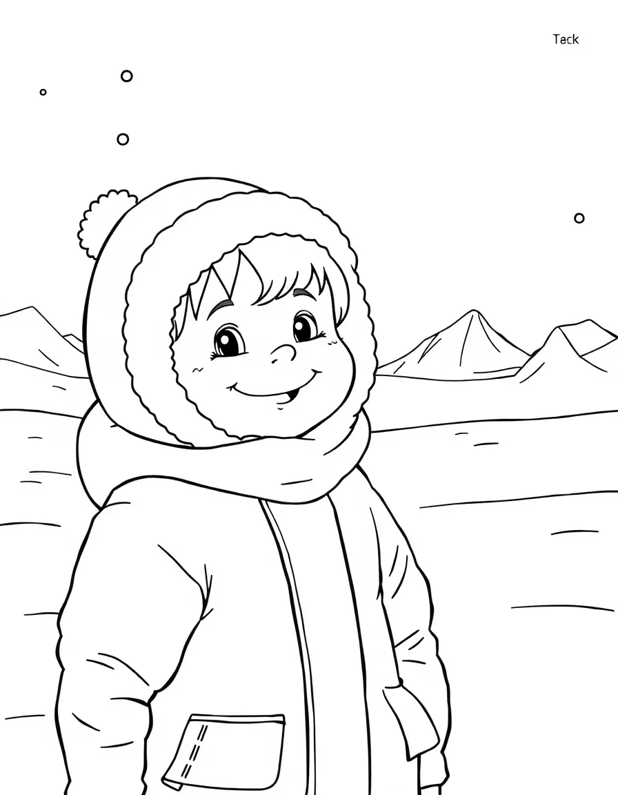 A smiling child bundled up in warm clothes in a snowy landscape for Antarctica.