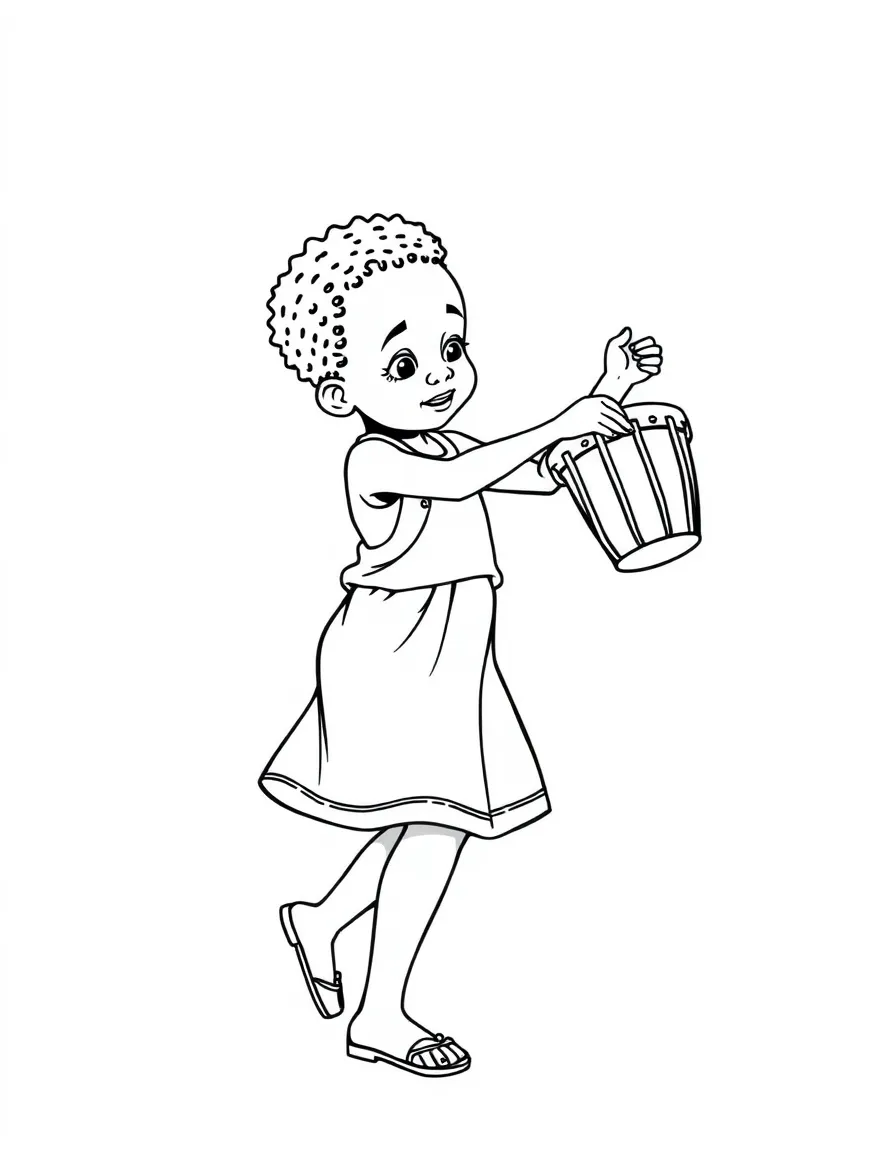 A child dancing to African drums for Ghana.