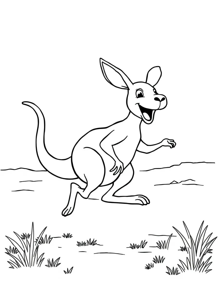 A happy child with a kangaroo jumping in the outback for Australia.