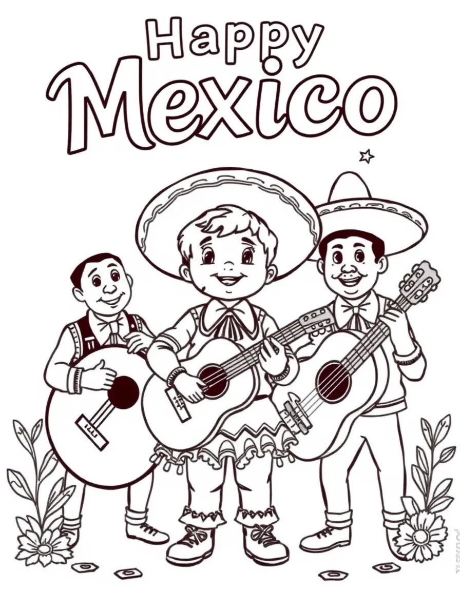 A child with a mariachi band playing for Mexico.