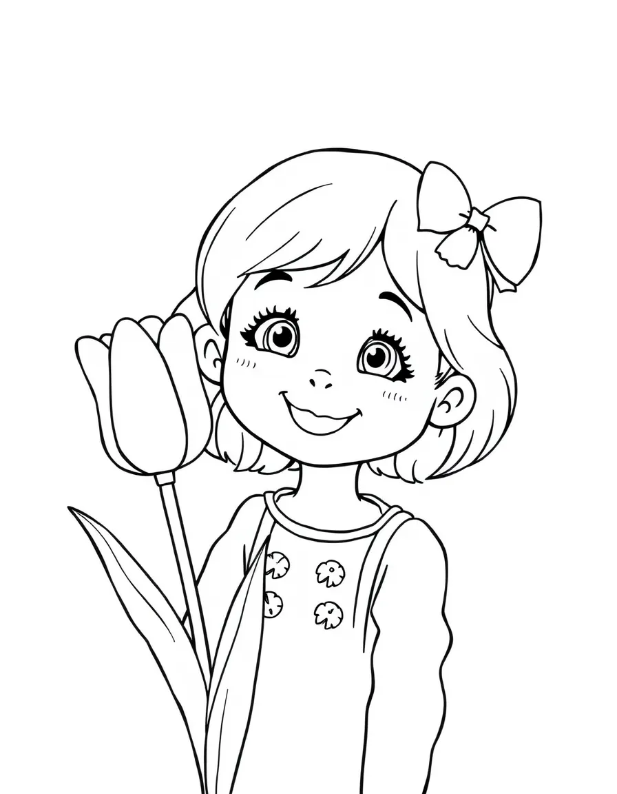 A smiling child with a tulip and a cute Dutch girl for Netherlands.