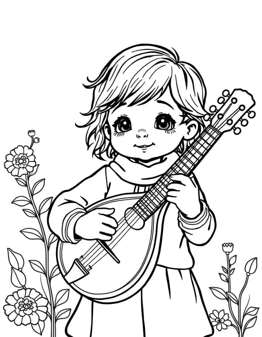 A child with a mandolin for Italy.