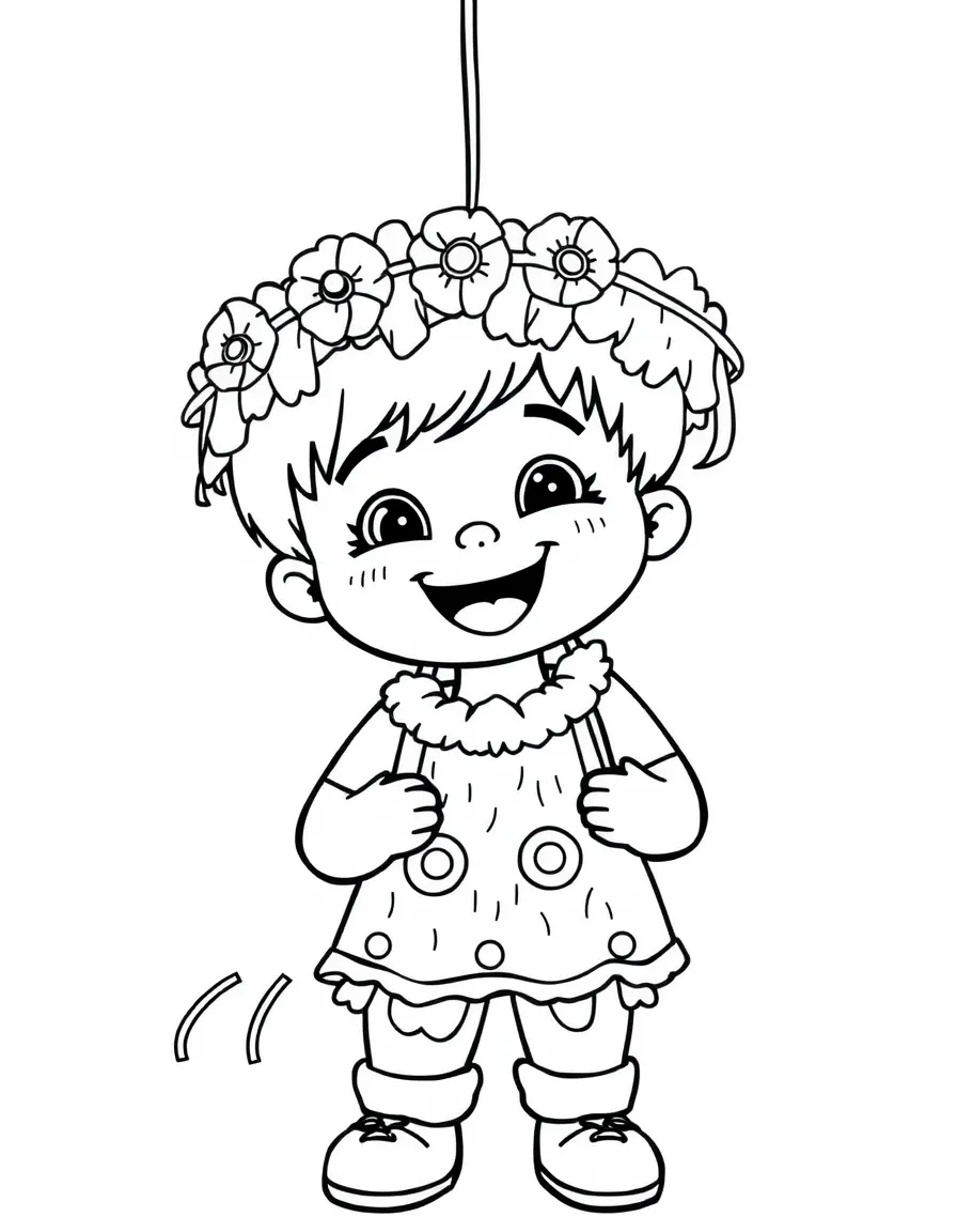 A happy child with a piñata for Mexico.