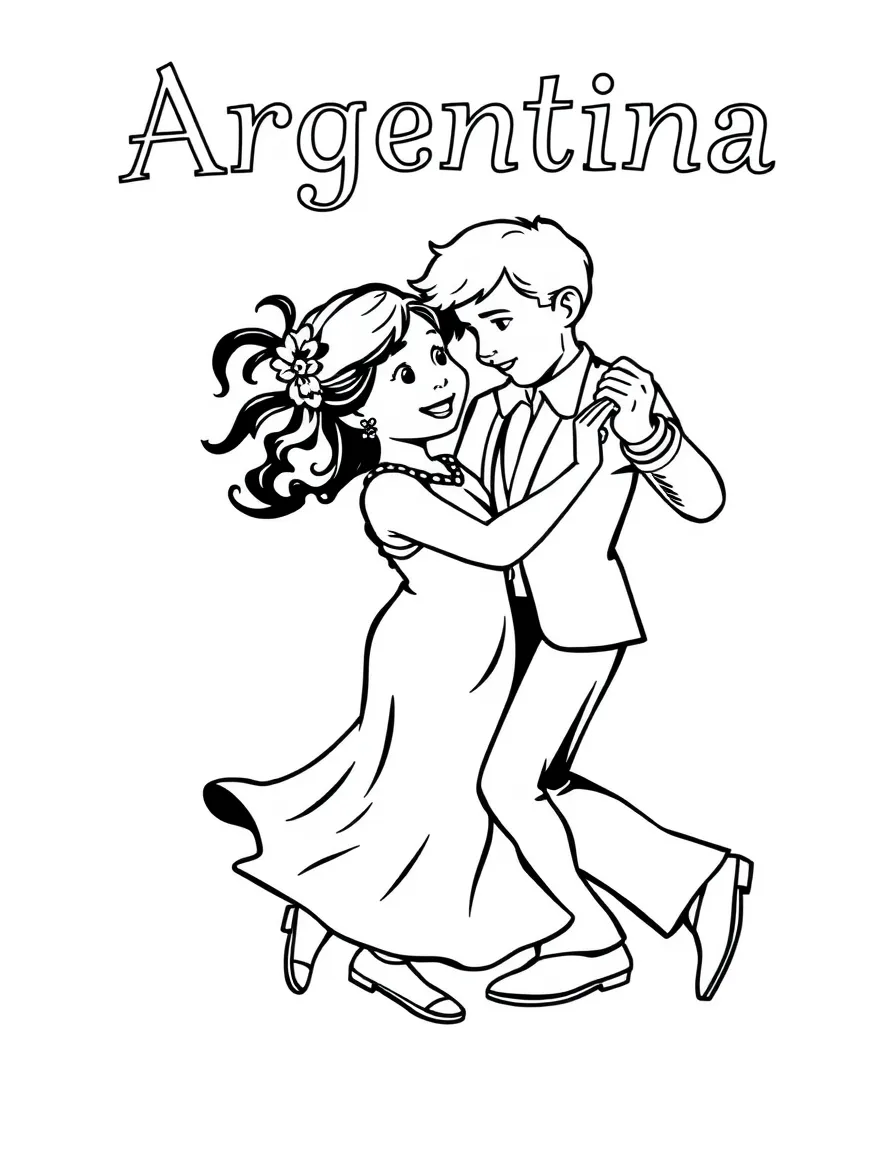 A happy child dancing tango for Argentina.