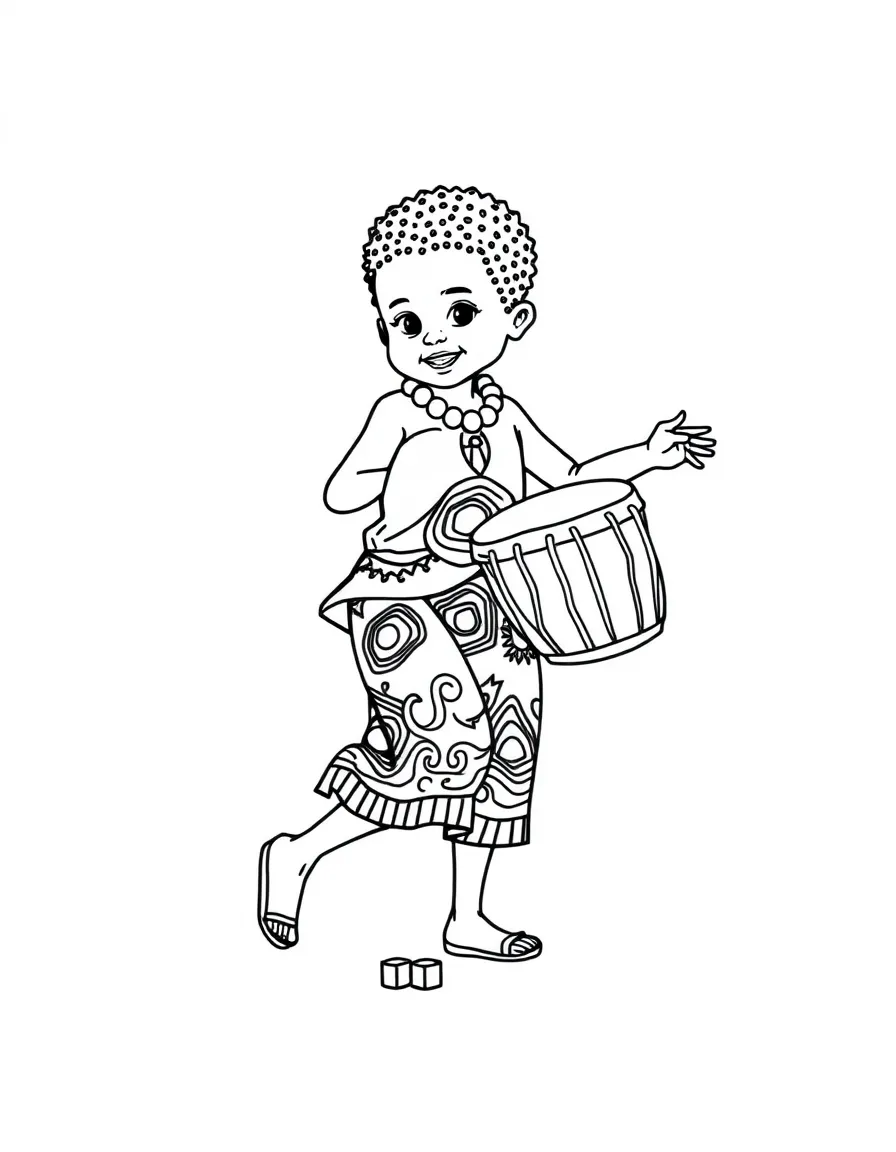 A child dancing to African drums for Ghana.