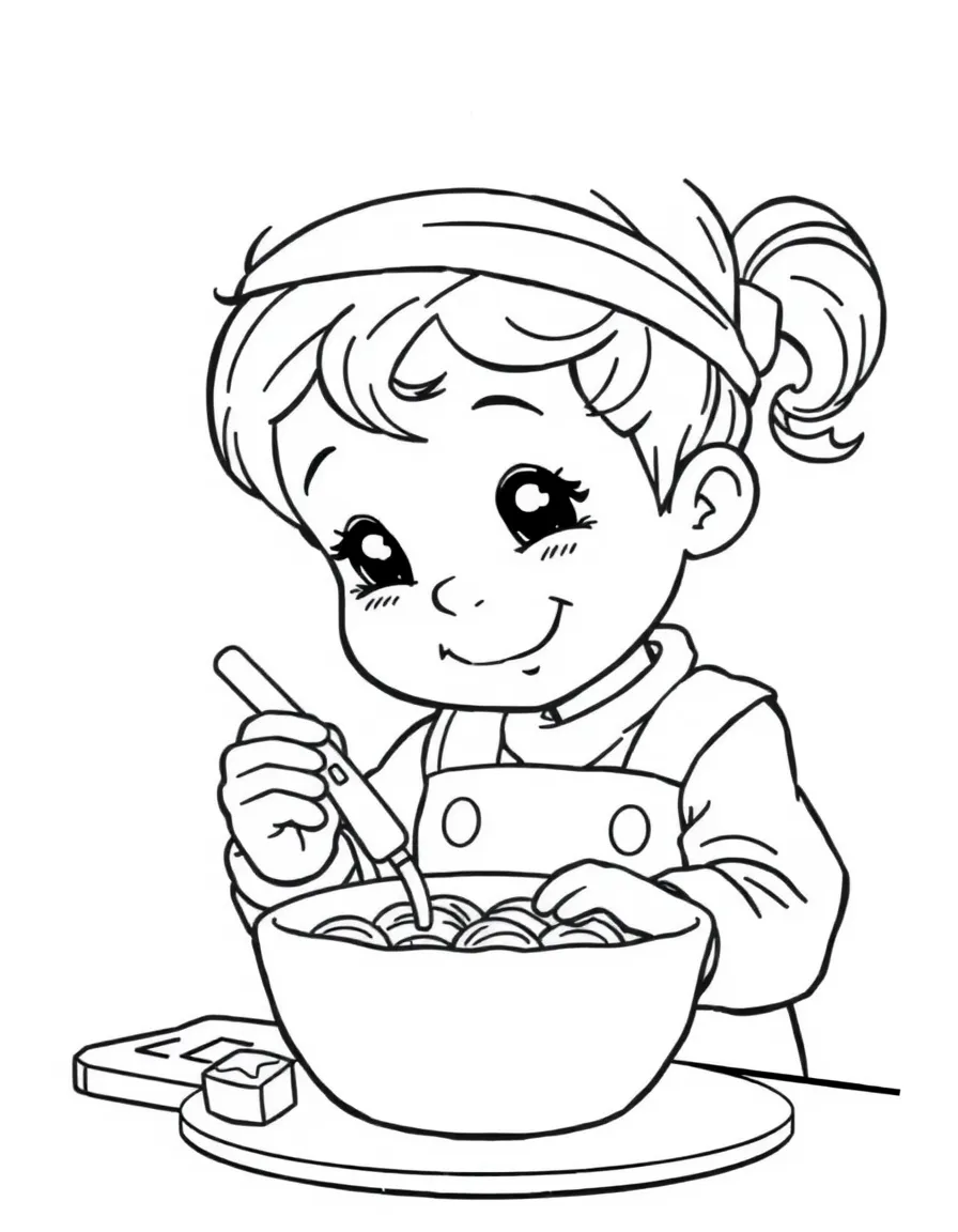 A child making Swiss chocolate for Switzerland.