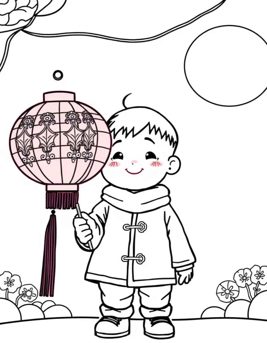 A child holding a red Chinese lantern for China.