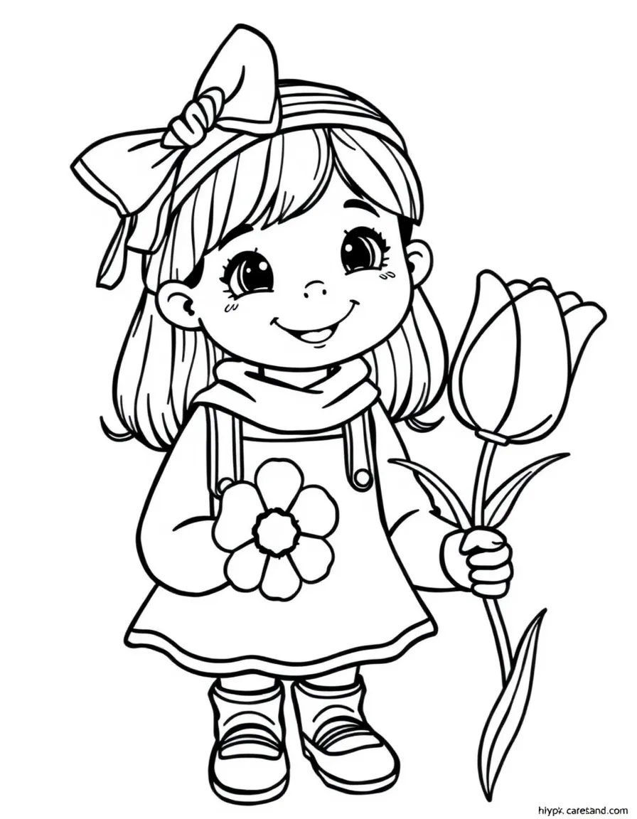 A smiling child with a tulip and a cute Dutch girl for Netherlands.