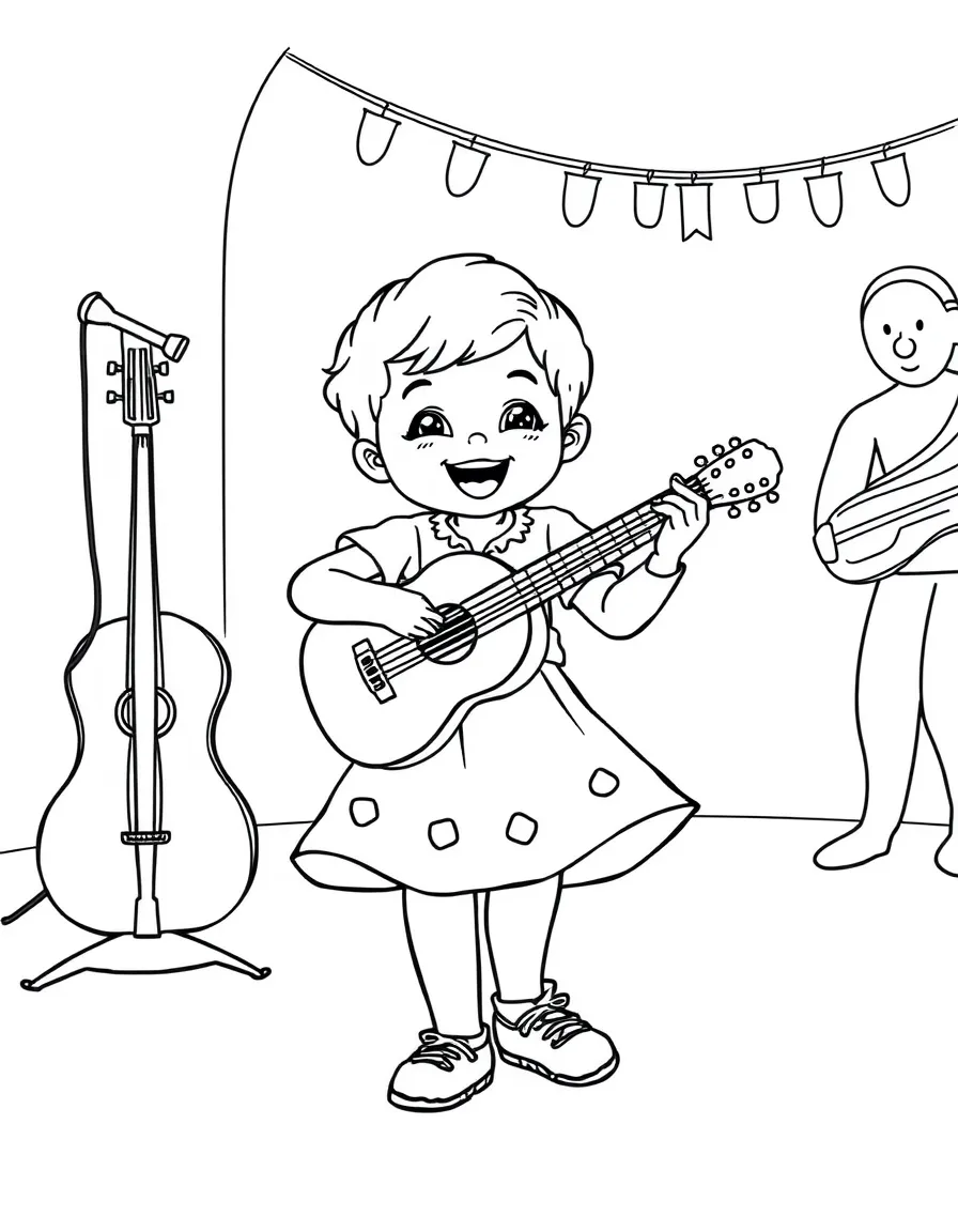 A happy child dancing to Spanish music for Spain.
