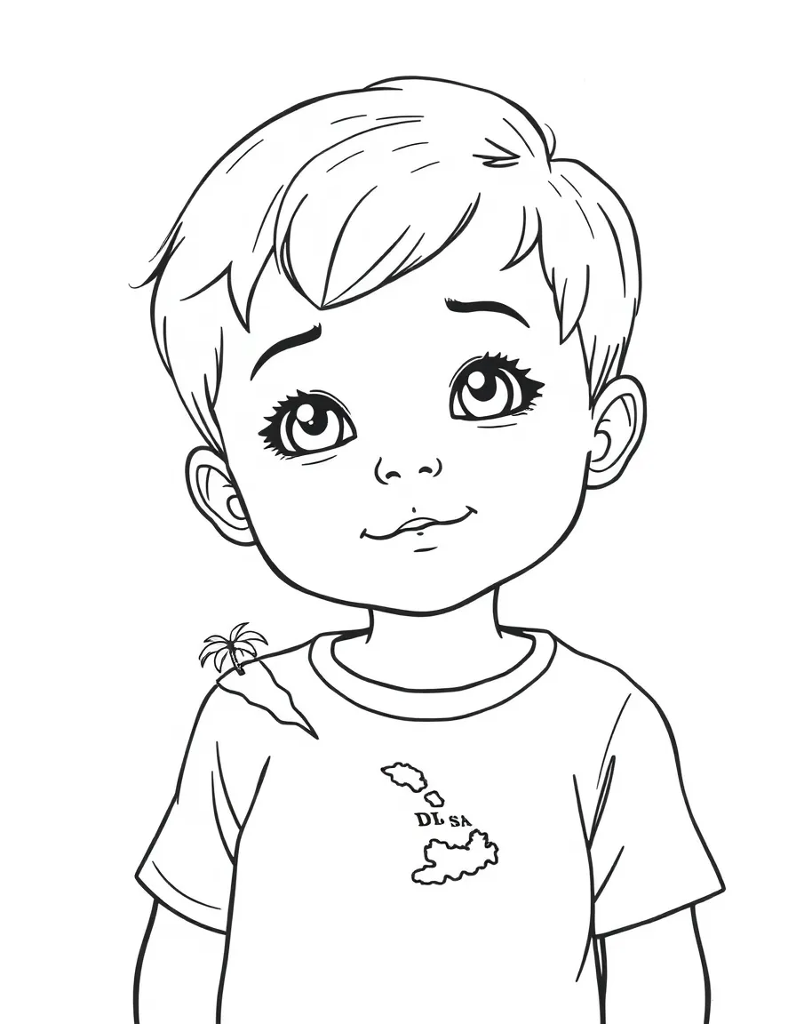 A child with a map of Micronesia and an island.