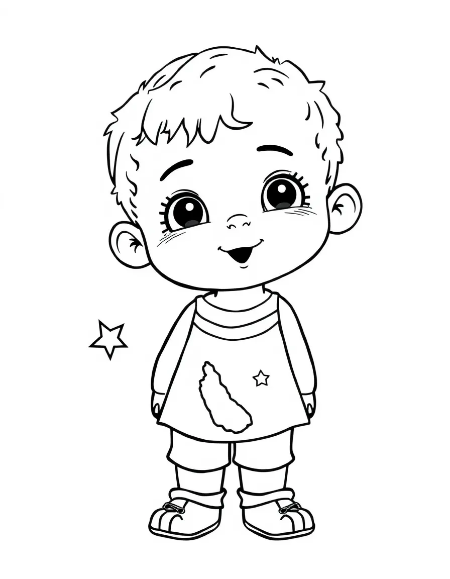 A child with a map of Kiribati and a star.