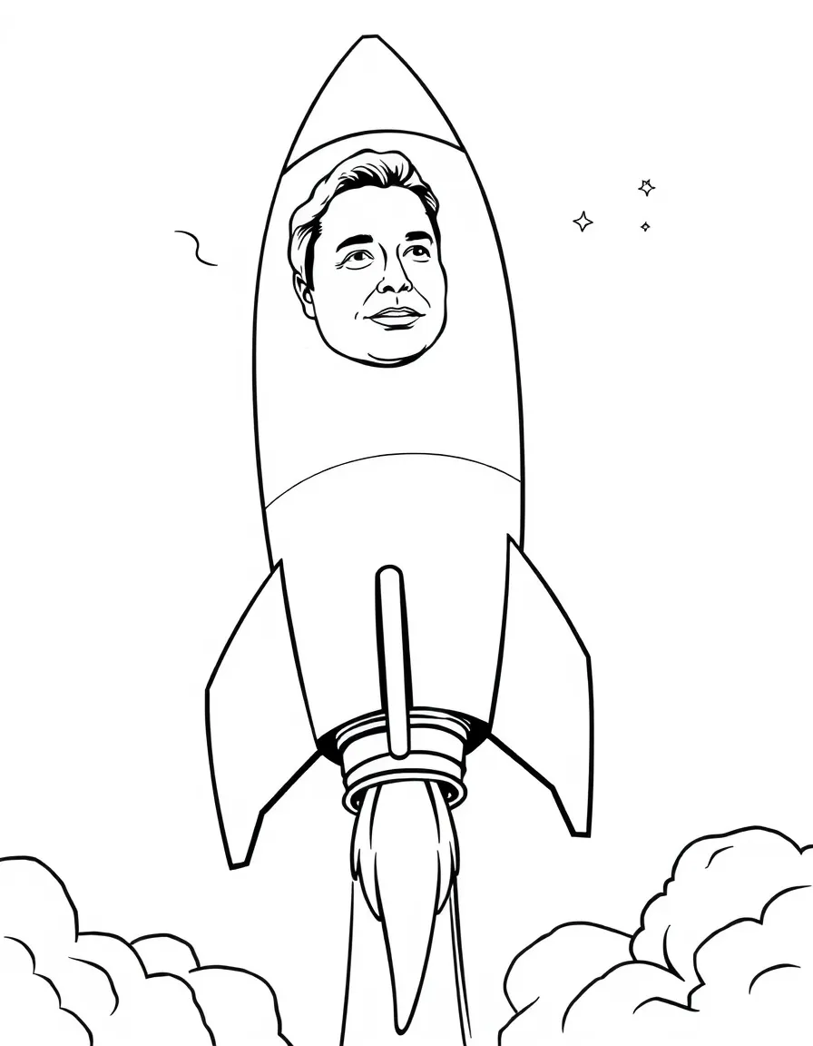 Elon Musk flying a rocket