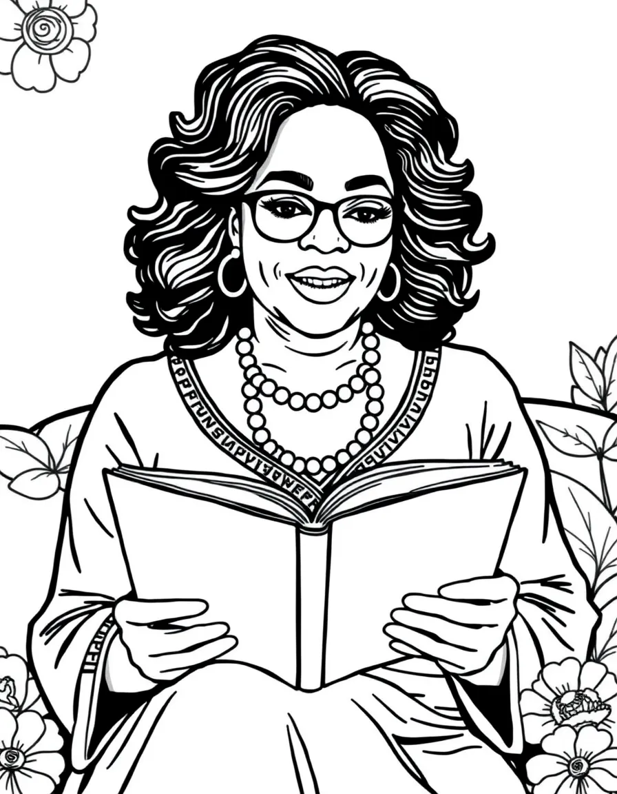 Oprah Winfrey reading a book