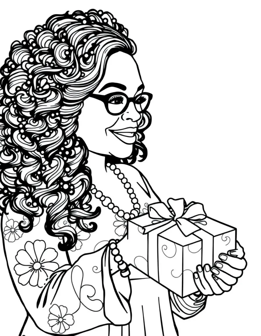Oprah Winfrey giving a gift