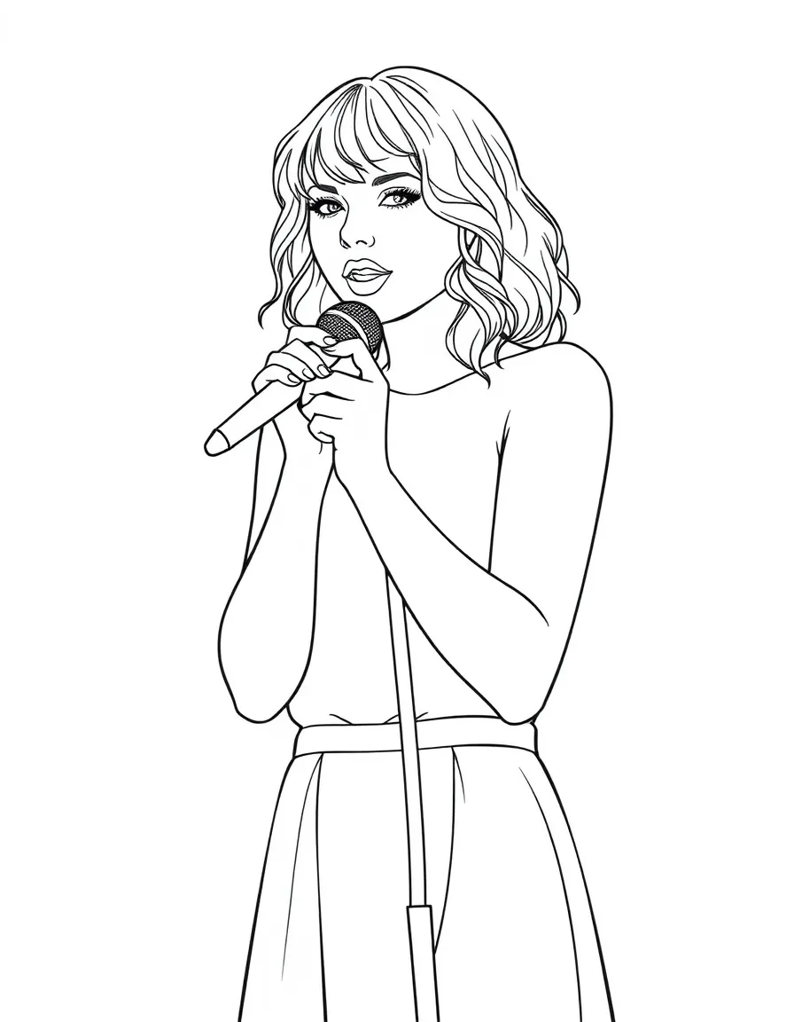 Taylor Swift with a microphone stand