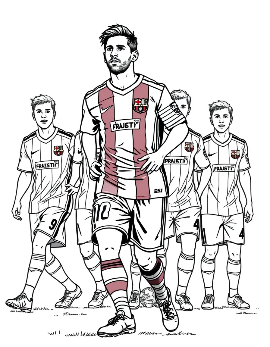 Lionel Messi with his team