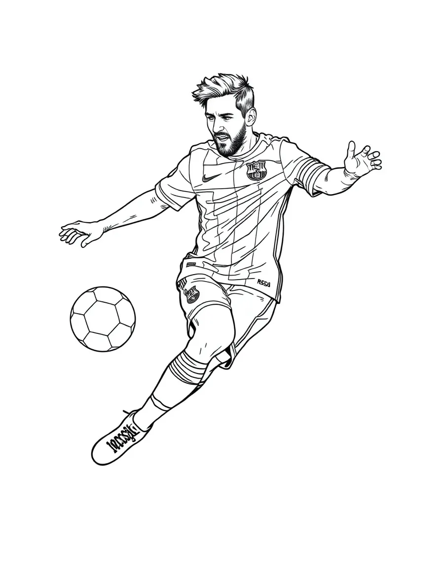 Lionel Messi jumping with the ball