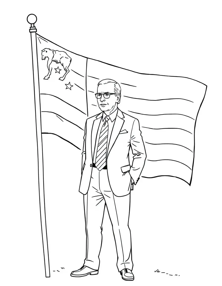 Joe Biden standing with a flag