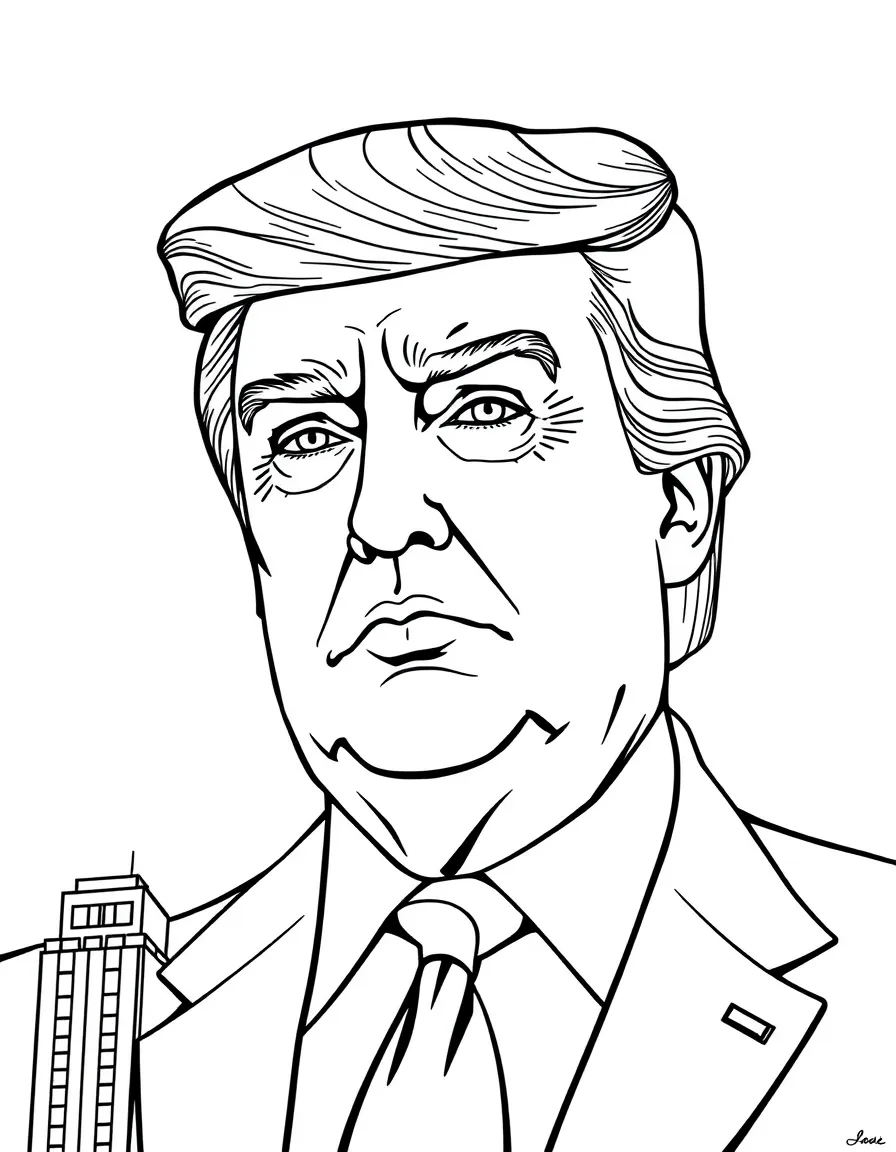 Donald Trump with a building