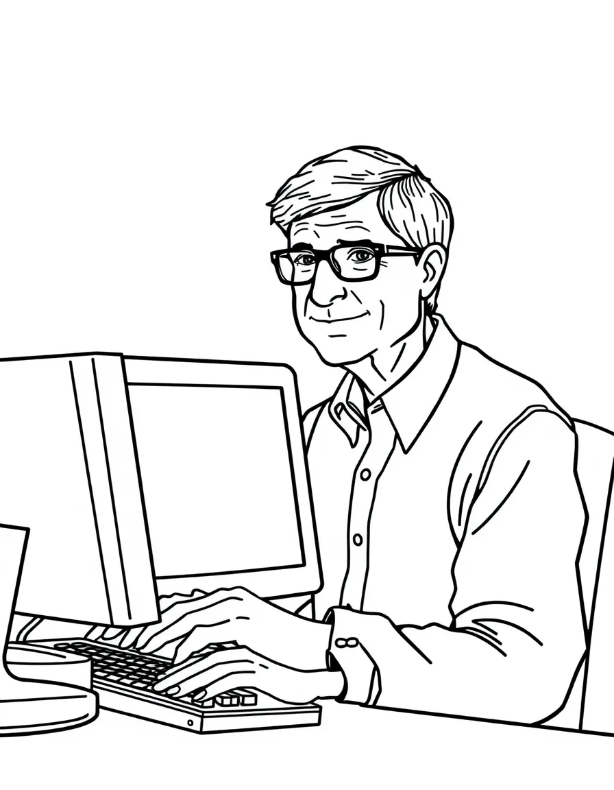 Bill Gates with a computer