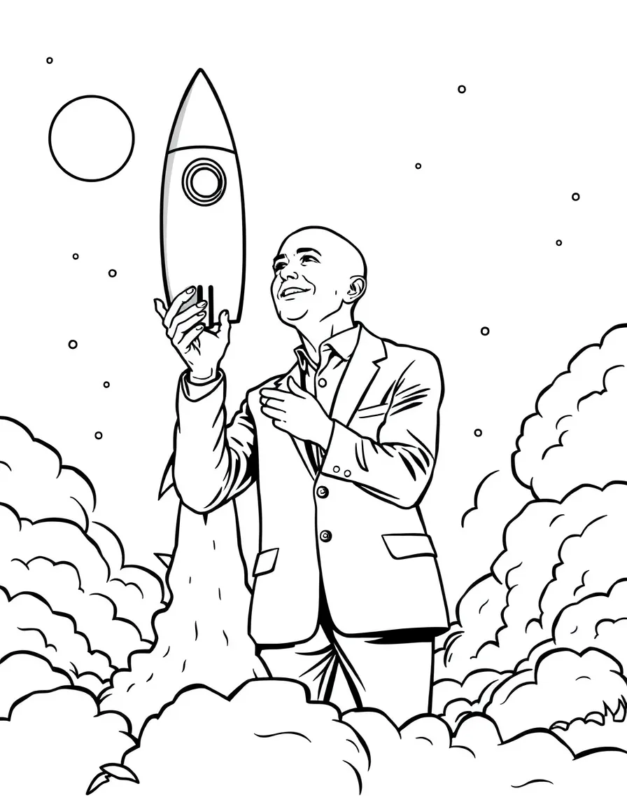 Jeff Bezos launching a rocket