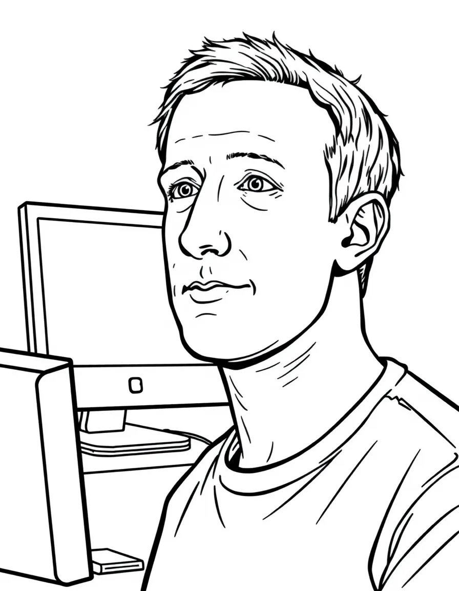 Mark Zuckerberg with a computer screen