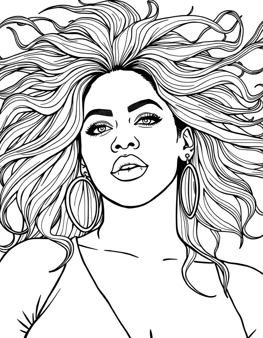 Beyoncé with her hair flowing
