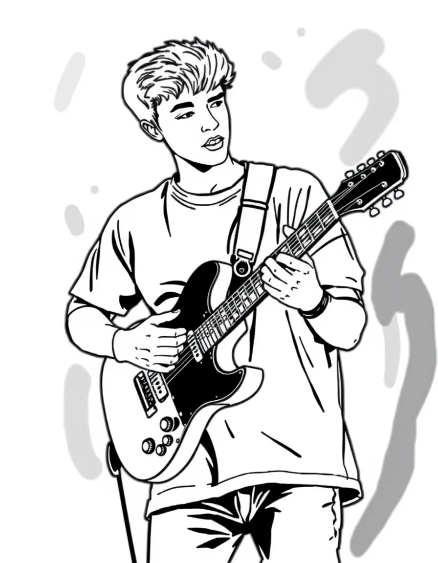 Justin Bieber playing guitar