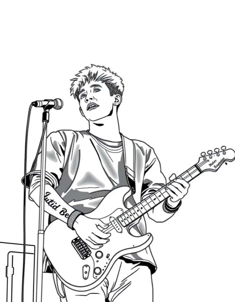 Justin Bieber on stage with a guitar