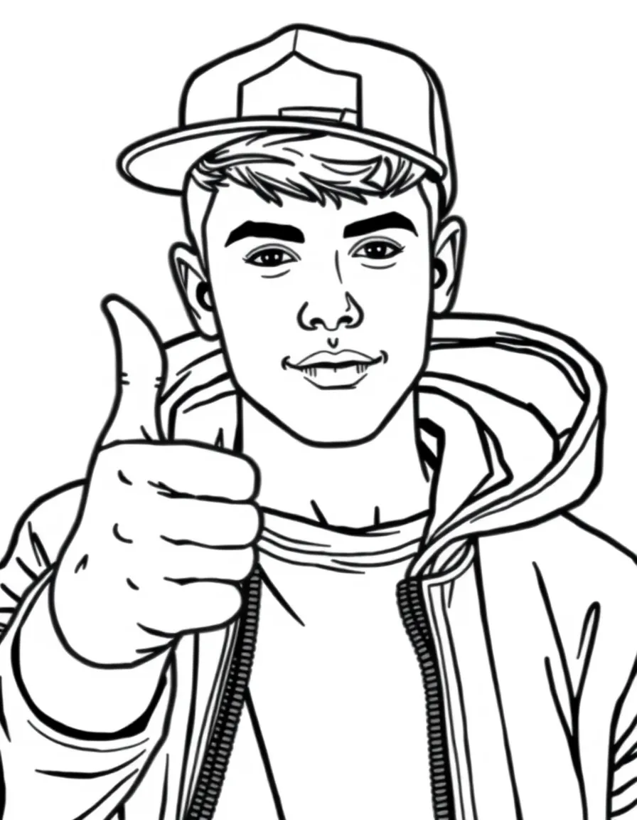 Justin Bieber giving a thumbs up