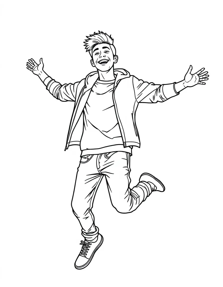 Justin Bieber jumping with joy