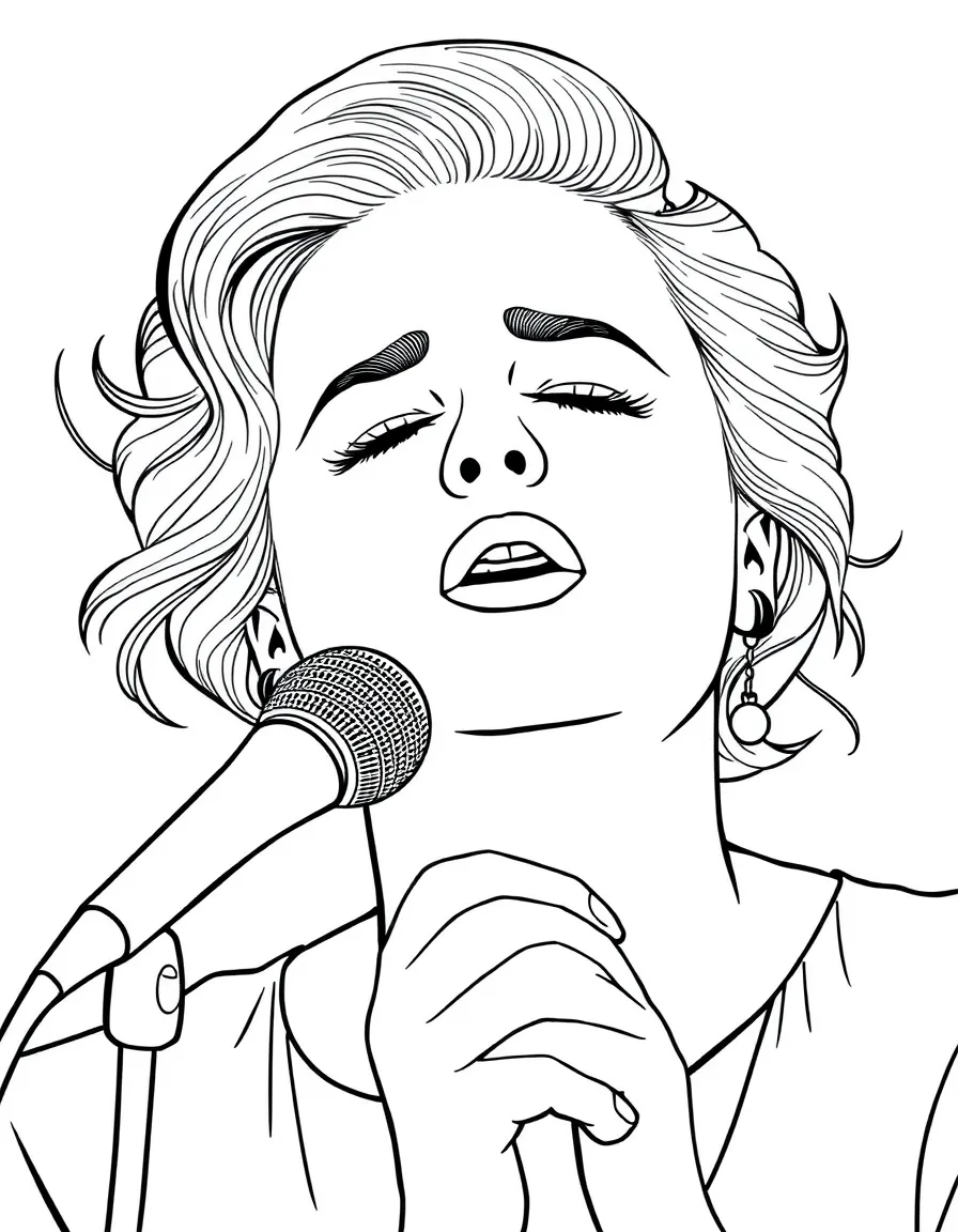 Adele singing with her eyes closed