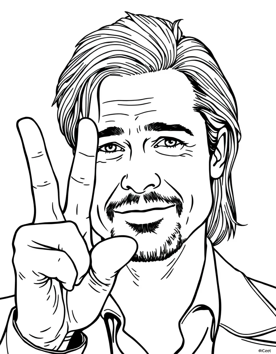 Brad Pitt giving a peace sign