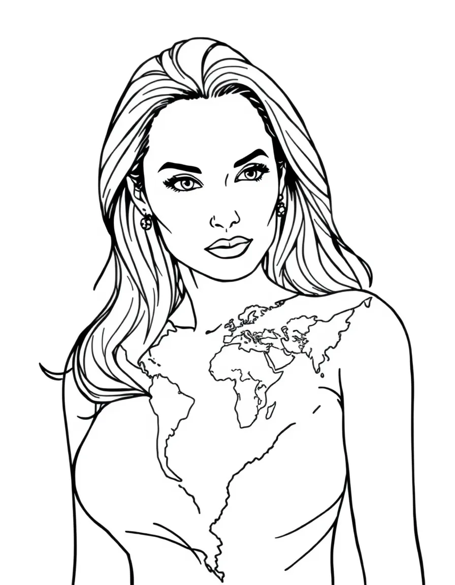 Angelina Jolie with a map