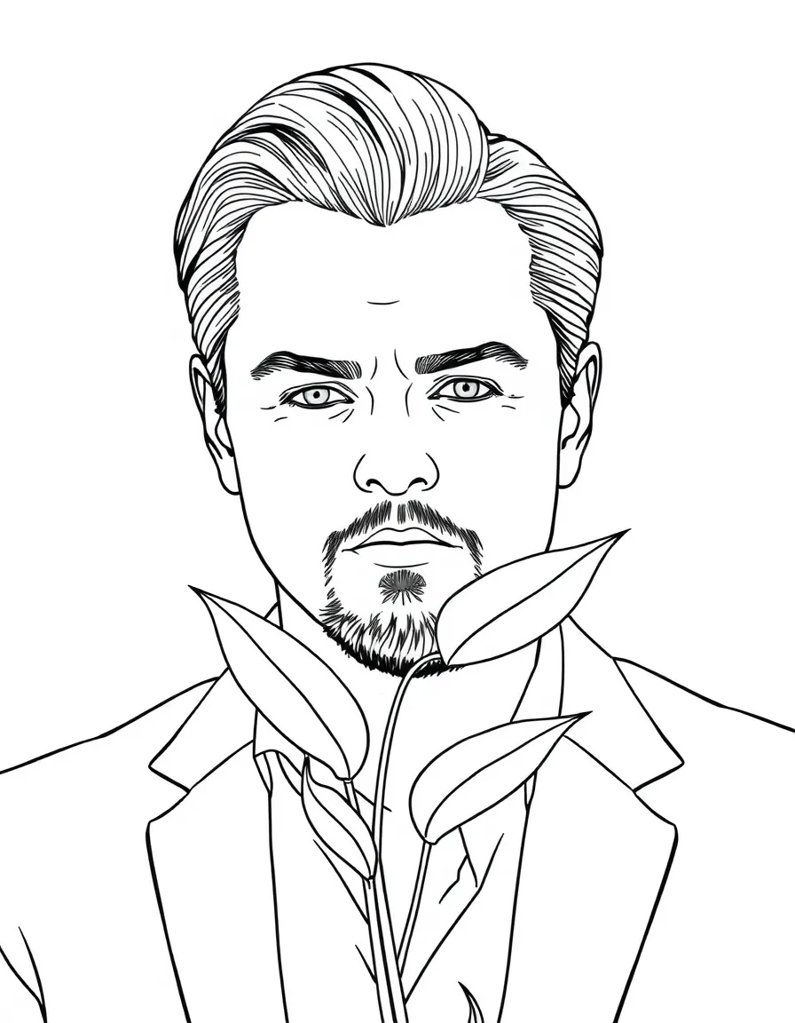 Leonardo DiCaprio with a green plant