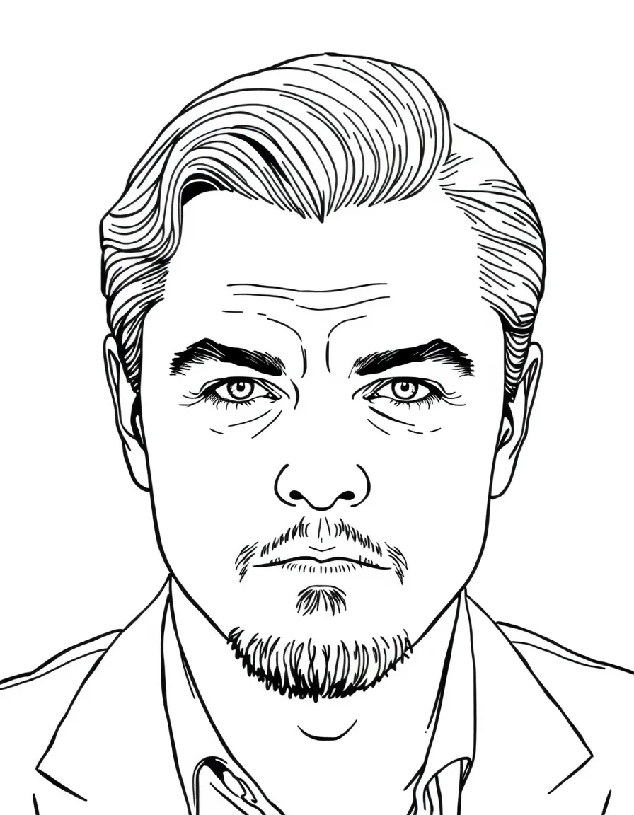Leonardo DiCaprio with a serious but kind look