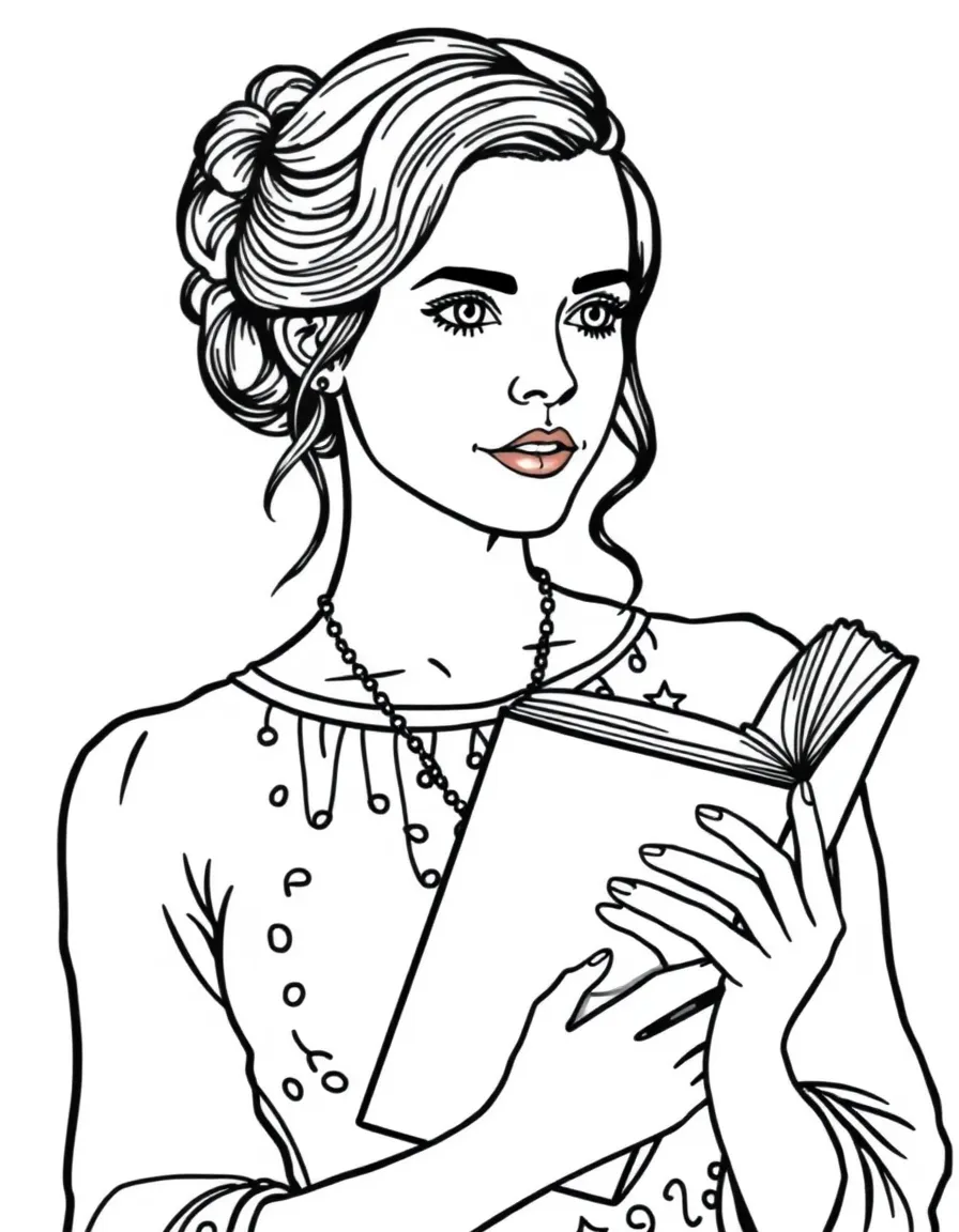 Emma Watson with a book