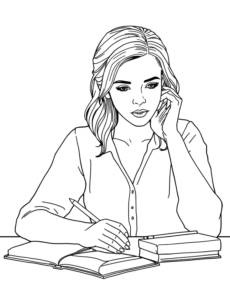 Emma Watson studying