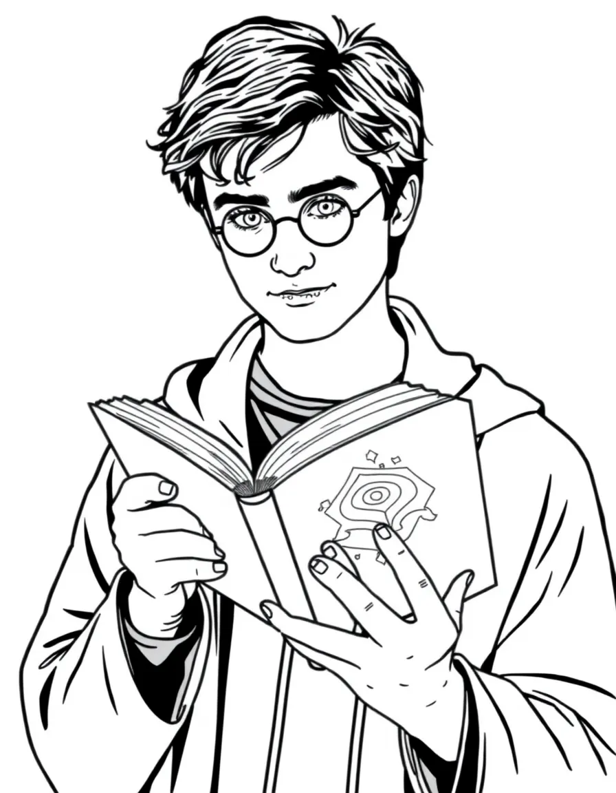 Daniel Radcliffe with a spell book
