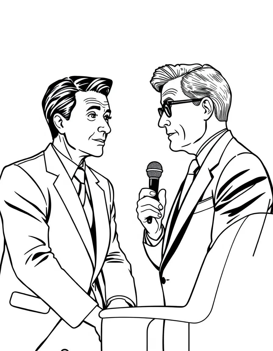 Stephen Colbert interviewing