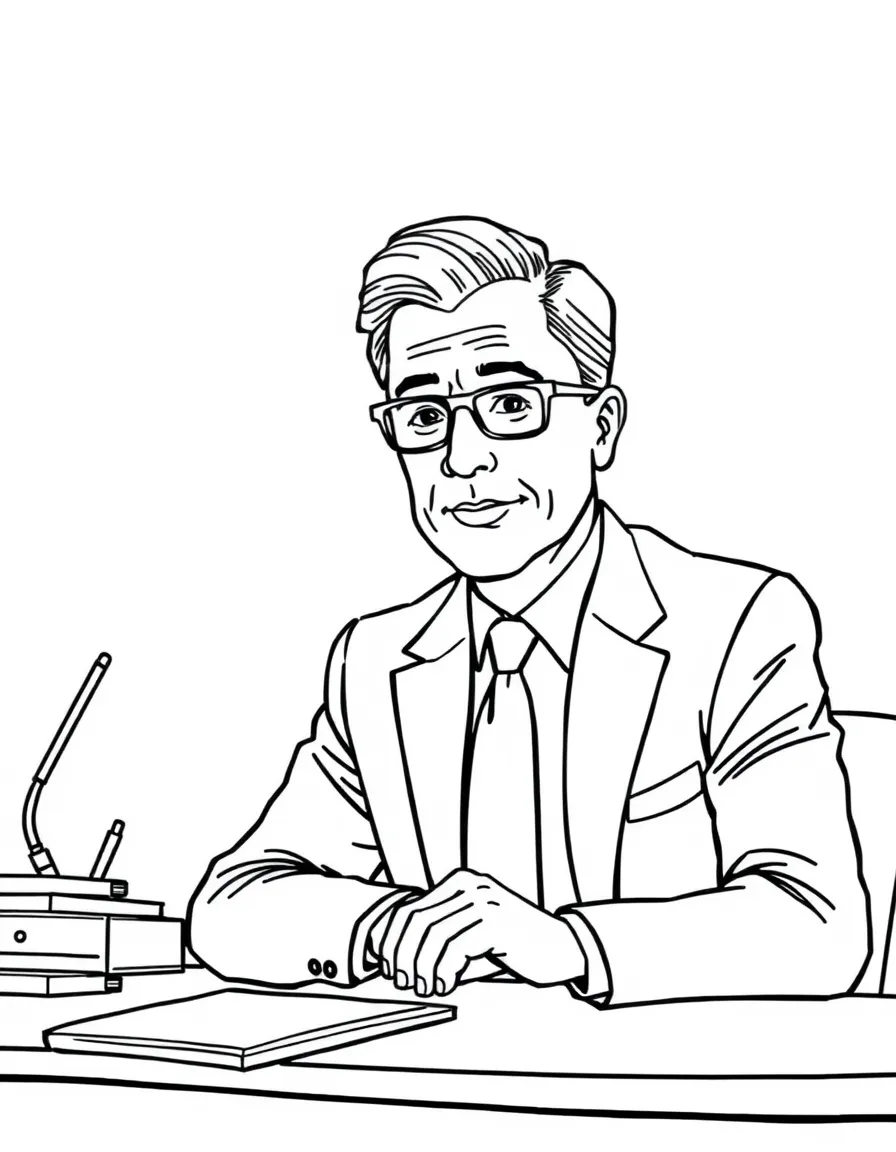 Stephen Colbert on his desk