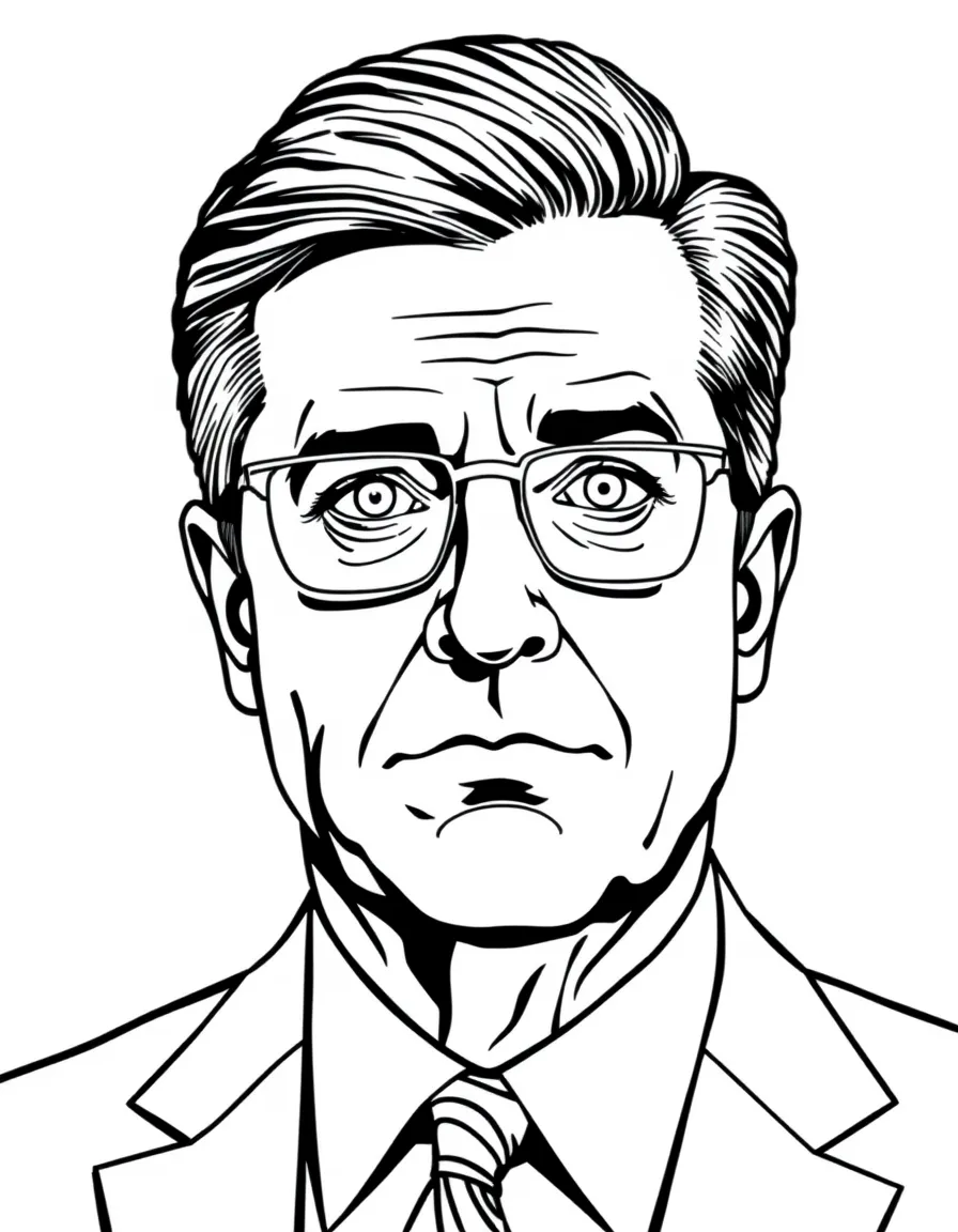 Stephen Colbert with a serious but funny face