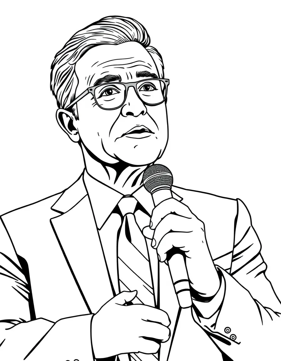 Stephen Colbert with a microphone in hand